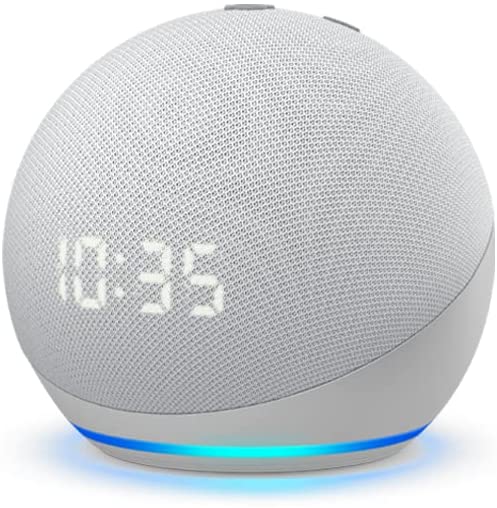 Amazon Echo Dot (4th Gen) Smart Speaker with Clock and Alexa in Glacier White