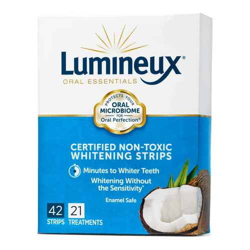 Lumineux Teeth Whitening Strips by Oral Essentials - 21 Treatments Dentist Formulated and Certified Non Toxic - Sensitivity Free - Whiter Teeth in 21 Days - NO Artificial Flavors  Colors  and SLS Free
