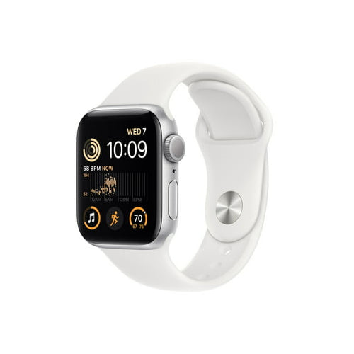 Apple Watch SE (2nd Gen) [GPS 40mm] Smart Watch w/Silver Aluminum Case & White Sport Band - S/M.