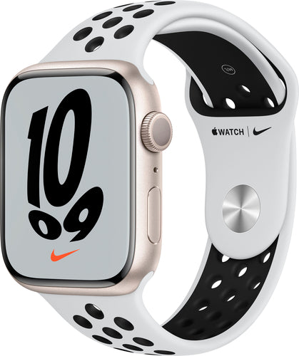 Apple Watch Nike Series 7 (GPS) 45mm Starlight Aluminum Case with Pure Platinum/Black Nike Sport Band - Starlight  MKNA3LLA