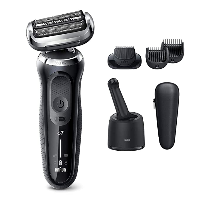 Braun Electric Razor for Men, Waterproof Foil Shaver, Series 7 7075cc, Wet & Dry Shave, With Beard Trimmer,