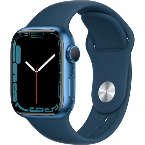 Apple Watch Series 7 GPS, 41mm Blue Aluminum Case with Abyss Blue Sport Band, Regular
