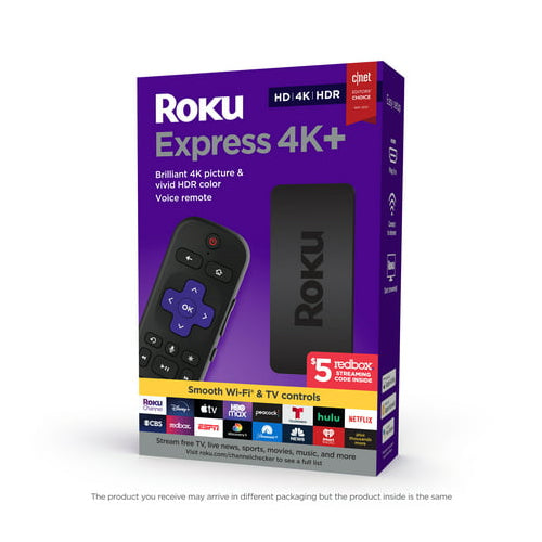 Roku 3941RW Express 4K+ Streaming Player 4K/HD/HDR with Smooth Wi-Fi, Premium HDMI Cable, Voice Remote