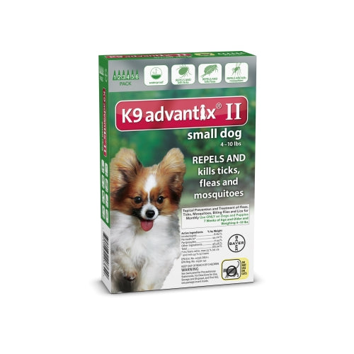K9 Advantix II Vet-Recommended Flea  Tick & Mosquito Prevention for Small Dogs 4-10 lbs  6 Monthly Treatments