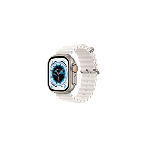 Apple Watch Ultra (GPS + Cellular) 49mm Titanium Case with White Ocean Band - Titanium - Front_Zoom - MNH83LL/A
