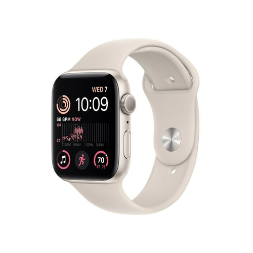 Apple Watch SE 2nd Generation (GPS) 44mm Aluminum Case with Starlight Sport Band - M/L - Starlight MNTE3LLA