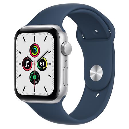 Apple Watch SE GPS, 44mm Silver Aluminum Case with Abyss Blue Sport Band, Regular