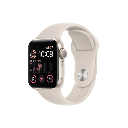 Apple Watch SE 2nd Generation (GPS) 40mm Aluminum Case with Starlight Sport Band - S/M - Starlight - MNT33LL