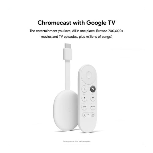 Google GA01919 Chromecast with Google TV - 4K - Snow