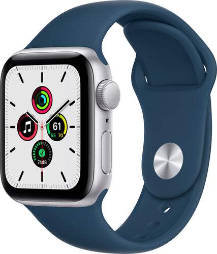 Apple Watch SE (GPS) 40mm Silver Aluminum Case with Abyss Blue Sport Band - Silver MKNY3LL/A