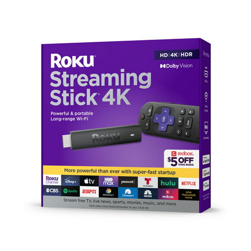 Roku 3820RW Streaming Stick 4K Device 4K HDR Dolby Vision with Voice Remote and TV Controls