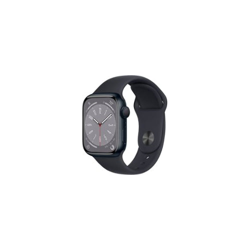 Apple Watch Series 8 GPS 41mm Midnight Aluminum Case with Midnight Sport Band - M/L - Midnight - Front_Zoom -MNU83LL/A